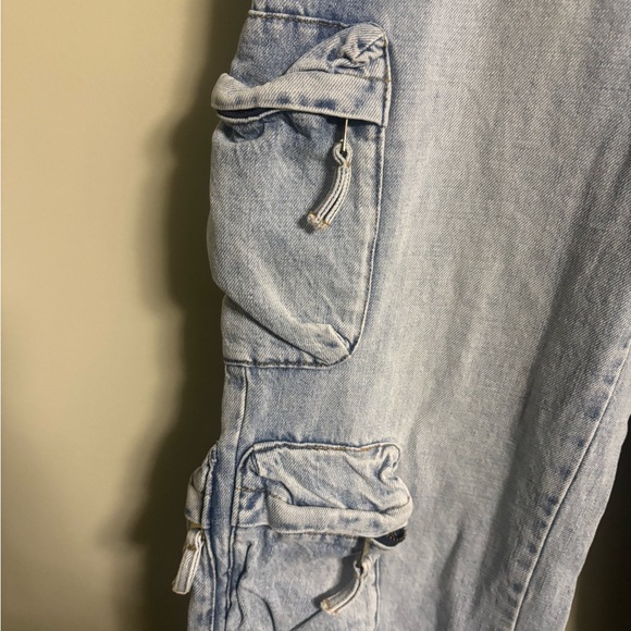 PISTOLA Bobbie Mid Rise Loose Straight Utility Cargo Jeans Light Blue Size 25 - Picture 9 of 11